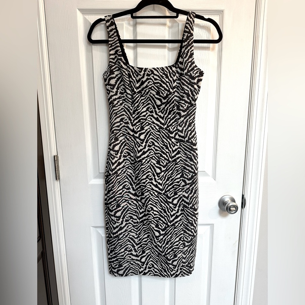 Banana Republic zebra print sheath dress size 2P